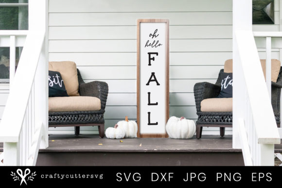 Hello Fall Autumn Quote Porch Sign: Graphics for Crafts & Content