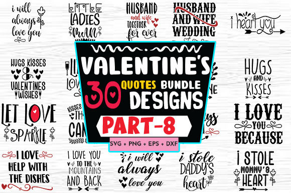 Love Valentine Quote Bundle 30 Designs