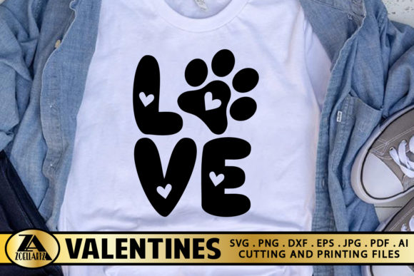 Valentine Quote Dog Love Paw Print Heart Graphics